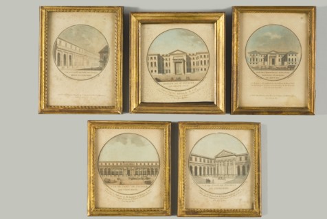 Gravures représentant des hospices et l'Ecole de chirurgie