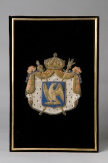 Broderie noire, en fort relief, aux Armes de Joséphine, d'azur à l'aigle Impérial, 19e siècle