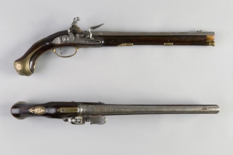 Pair of flintlock horse pistols, circa 1720-1740