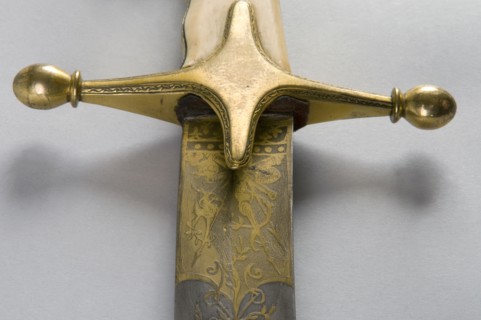 Détail de sabre d'officier supérieur de cavalerie légère à l'orientale, 19e siècle