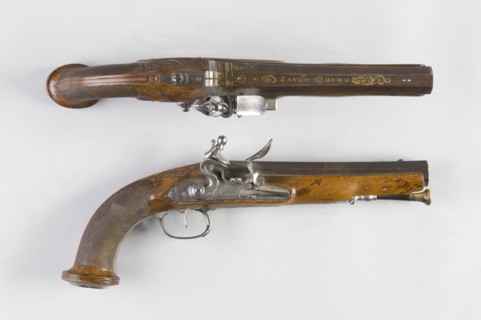 Paire de pistolets à silex d'officier, époque 1810-1820
