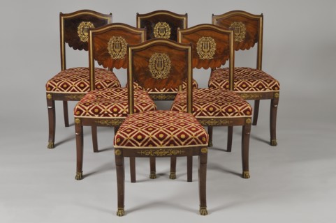 Chairs from a music salon, French First Empire and Restoration