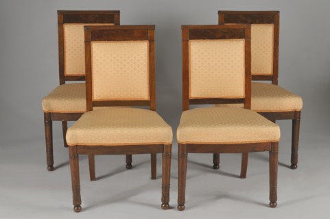 Chaises en acajou à dossier rectangulaire, époque Empire