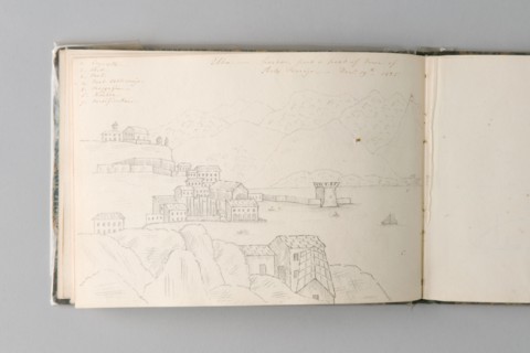 Felizarda Rudge, dessin d'un carnet de voyage, île d'Elbe, 1825-1826