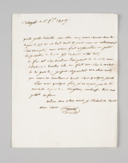 Jean Lannes, lettre signée à son épouse Louise Guéheneuc, 1809