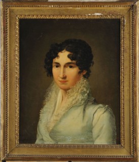 Pierre Louis de Laval, "Portrait d'une dame de qualité en robe de mousseline bleue"