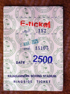 Thaïlande, ticket pour un match de boxe thaï