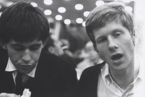 Keith Richards and Andrew Olham at Motorway Café on M1, new and rather trendy (1963)