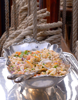 Menu Yachting : salade de haricots coco aux fruits de mer