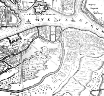 Carte de Saint-Petersbourg, 1718