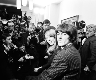 Press conference on following day after George Harrison wed Pattie Boyd in a small ceremony at