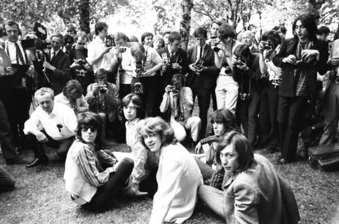 Les Rollling Stones pendant un photocall à Londres