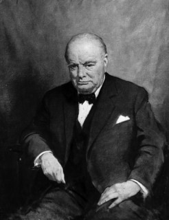 Winston Churchill portrait by Scottish artist Sir James Gunn hung in University of Strathclyde 1964