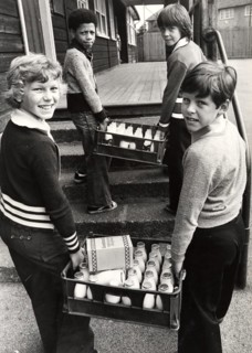 Distribution de lait dans les écoles anglaises, 1970