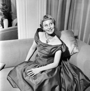 Michele Morgan, famous French film star arrived in London today to be guest of honour at the gala
