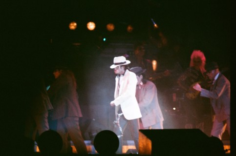 Michael Jackson seen here after perforiming on stage at Wembley during the Bad concert tour 14th