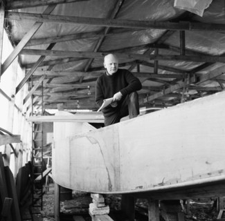Herbert Hasler one of the Cockelshell heroes, seen here at work on his sloop at the Don Fuller