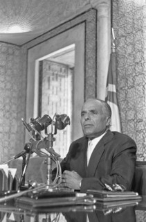 The Bizerte Crisis 1961
Tunisian President Habib Bourguiba seen here addressing the press and