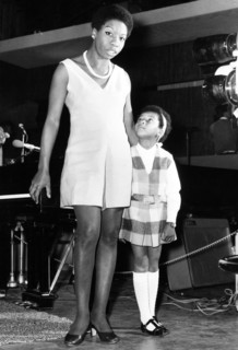 American singer, Nina Simone, in the UK recording a television programme called 'Sound of Soul' for