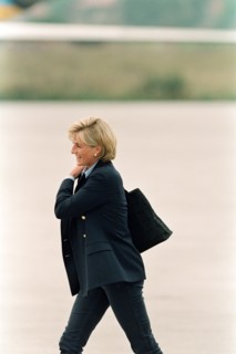 HRH, The Princess of Wales, Princess  Diana,  on her arrival at Sarajevo airport Friday, 8th August