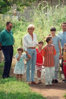 Diana, Princess of Wales makes a three day visit to Bosnia - Herzegovina as part of her campaign to