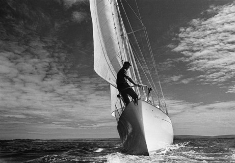 Francis Chichester on board his yacht Gypsy Moth IV