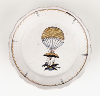 Assiette avec vaisseau volant de Mr Blanchard