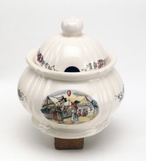 Moutardier décoré du motif "Alsacienne au ballon"