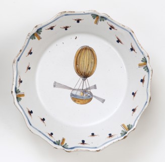 Assiette décorée du ballon de l'ingénieur Blainville