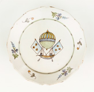 Plate with design of Mr Blanchard's flying vessel