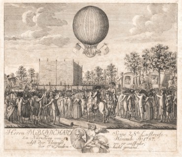 Herrn J.P. Blanchard, sa 28e ascension réalisée à Nuremberg le 12 Nov 1787