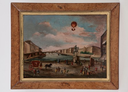 Expérience aux Tuileries du 1er décembre 1783 vue de l'Ile de la Cité
