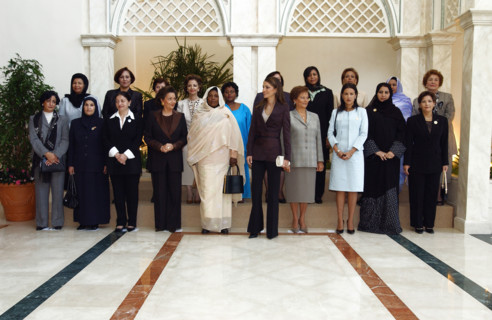 Queen Rania of Jordan during second Arab Women’s Summit, November 2002
