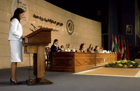 Princess Lalla Meryem during a speech, November 2002