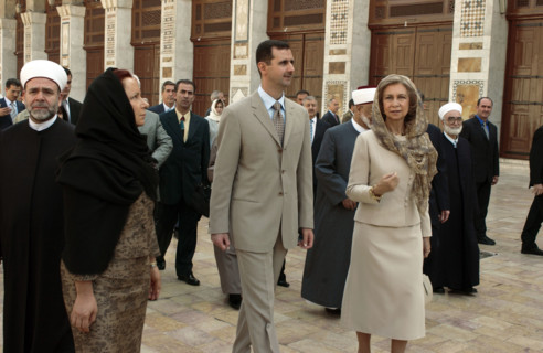 Juan Carlos et sa femme en visite officielle en Syrie, octobre 2003