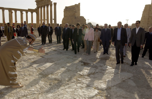 Juan Carlos et la Reine Sophie en visite à Palmyre, octobre 2003