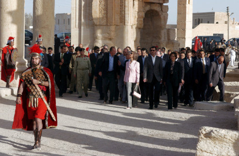 Juan Carlos and Sophia of Spain in the archaeological city of Palmyra