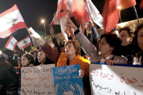 Rassemblements une semaine après l'assassinat de Rafiq Hariri, février 2005