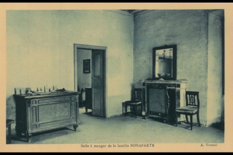 The native home of Napoleon I in Ajaccio. Dining room of the Bonaparte family.
