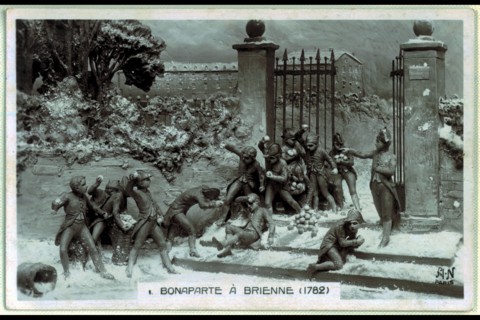 Bonaparte à l'école de Brienne. Bataille de boules de neige en deux camps.