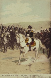 Napoléon 1er passe en revue ses soldats.
Campagne de Pologne.