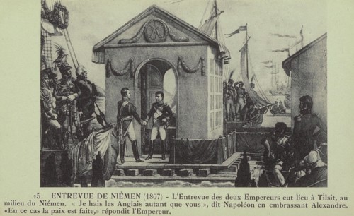The Treaty of Tilsit: Napoleon I and Alexander I of Russia.
25th June 1807