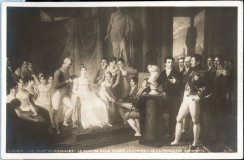 The painter David painting the portrait of Princess Bonaparte.