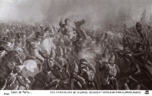 Russia Campaign: Chasseurs de la garde soldiers freeing Napoléon in Malejaroslawetz.
1812