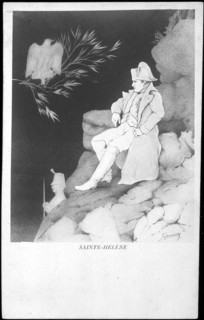Napoleon at St Helena, sitting on a rock