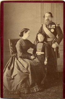 Napoléon III, l'Impératrice Eugénie et leur fils Louis Napoléon Eugène Jean Joseph Bonaparte