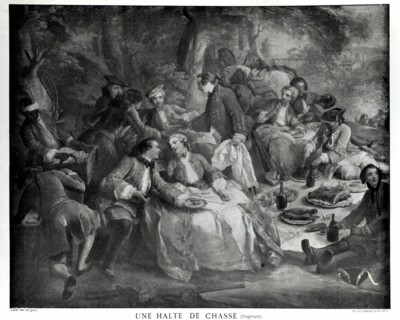 Engraving by Carle Van Loo, Rest from the Hunt