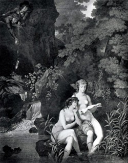 Engraving by Schall, The Mischievous Girls