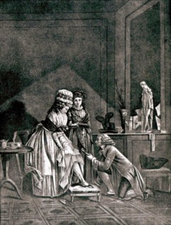 Engraving by Mallet, Intimate scene
