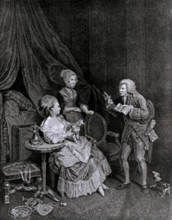 Engraving by Wille, Dedication of an epic poem